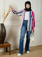 Nabia Front Open Striped Modest Shirt for Women