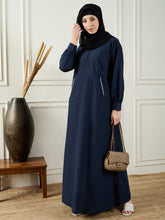 Nabia Blue Aline Abaya with Black Georgette Hijab