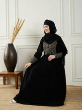 Embroidery Black Abaya for Women With Black Georgette Hijab