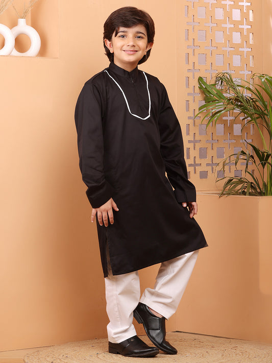 Nabia Black Kurta Pajama Set for Kids Boys