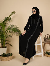 Black Solid Modest Luxury Abaya Burqa with Black Hijab