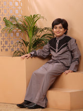 Nabia Grey and Black Thobe/Jubba For Kids Boys