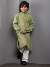 Nabia Jade Green Solid Kids Boys Kurta Pajama Set