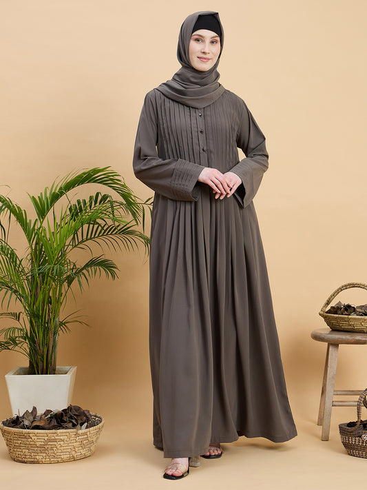 Solid Grey Abaya Burqa with Matching Hijab