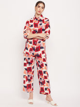 Nabia Women Red & Blue Printed Co-Ord Set