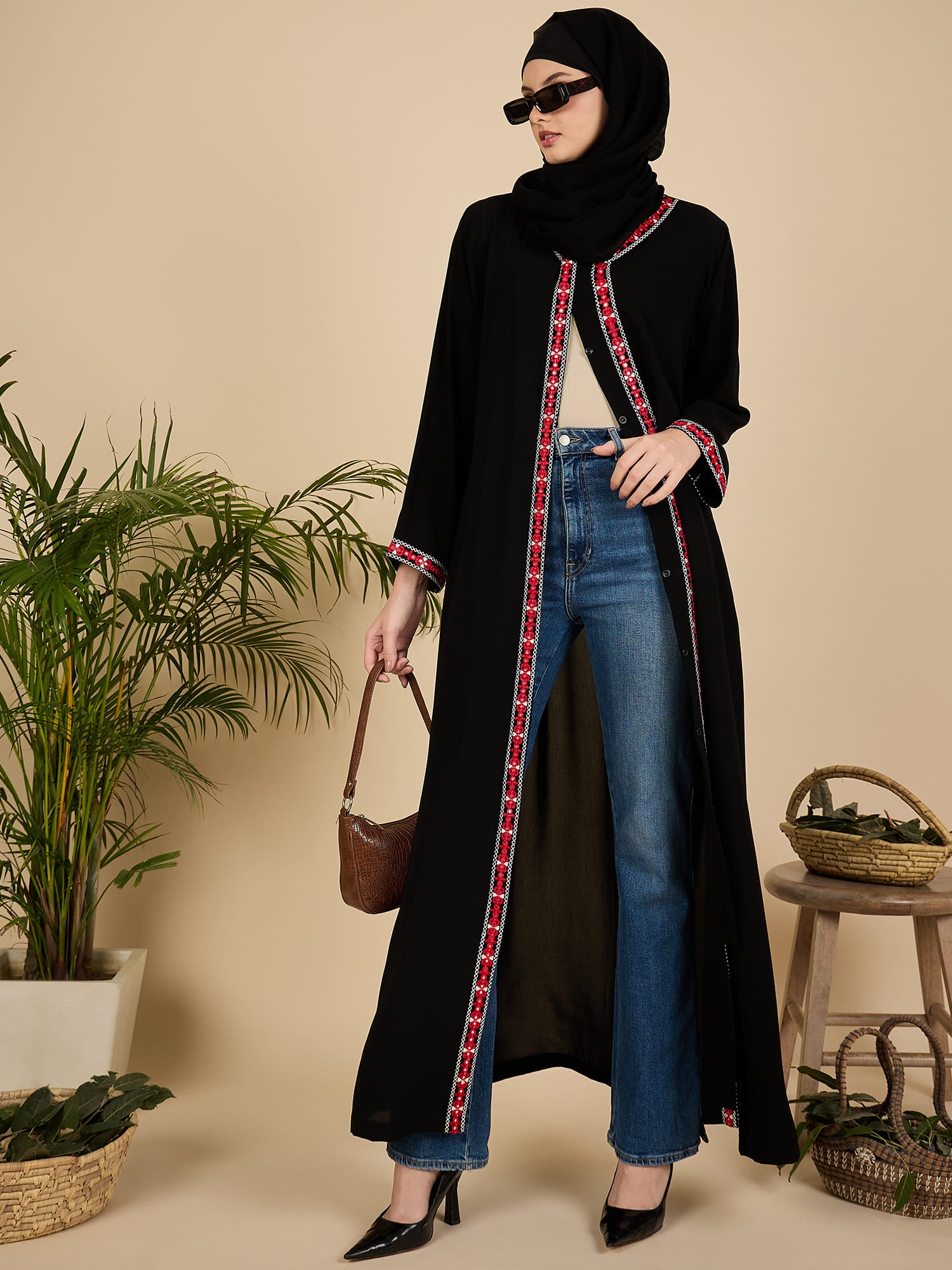 s*n様 09614BLACKBOXX ISLAMEL ARCHIVE SET Front Open Modest Embroidered Black Abaya with Matching Hijab – Nabia