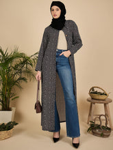 Front Open Black Printed Abaya Burqa with Black Hijab