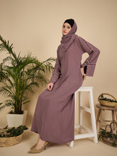 Puce Pink Embroidered Modest Abaya Burqa with Matching Hijab