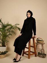 Nabia Black Solid Front Open Co-ord Set for Women