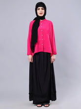 Nabia Black Solid Flared Maxi Skirt For Women