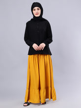 Nabia Women Solid Mustard A-Line Flared Maxi Skirt