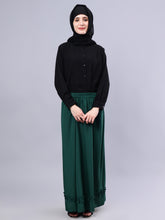 Nabia Women Bottle Green Solid Flared Maxi Skirt