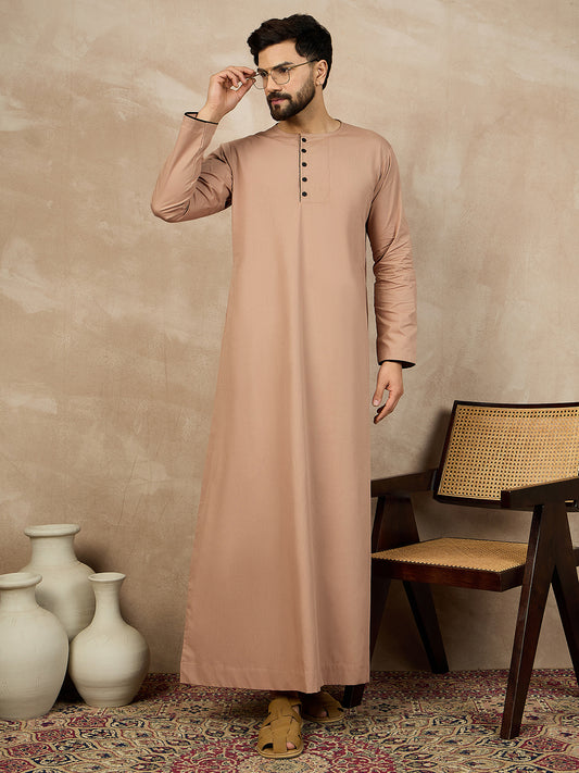 Nabia Beige Cotton Jubba/Thobe