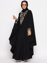 Black Irani Kaftan Abaya with Chikan Hand Embroidered with Georgette Scarf