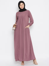 Puce Pink Embroidery Abaya with Georgette Scarf