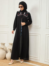 Nabia Front Open Embroidery Abaya with Matching Georgette Hijab