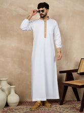 Nabia White Solid Cotton Mens's Thobe/Jubba