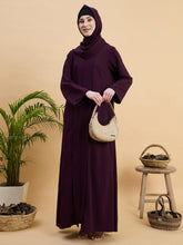 Women’s Solid Purple Abaya Burqa with Matching Hijab