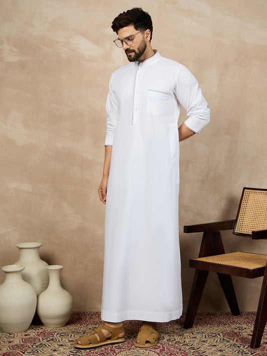 Nabia White Solid Thobe/Jubba