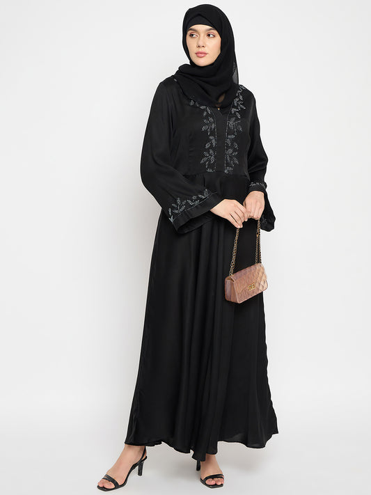 Handwork Black Luxury Abaya With Black Hijab