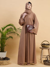 Beige Front Open Dubai Abaya Burqa with Matching Hijab