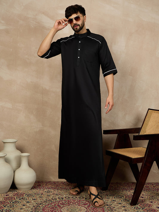 Nabia Half Sleeves Black Jubba/Thobe
