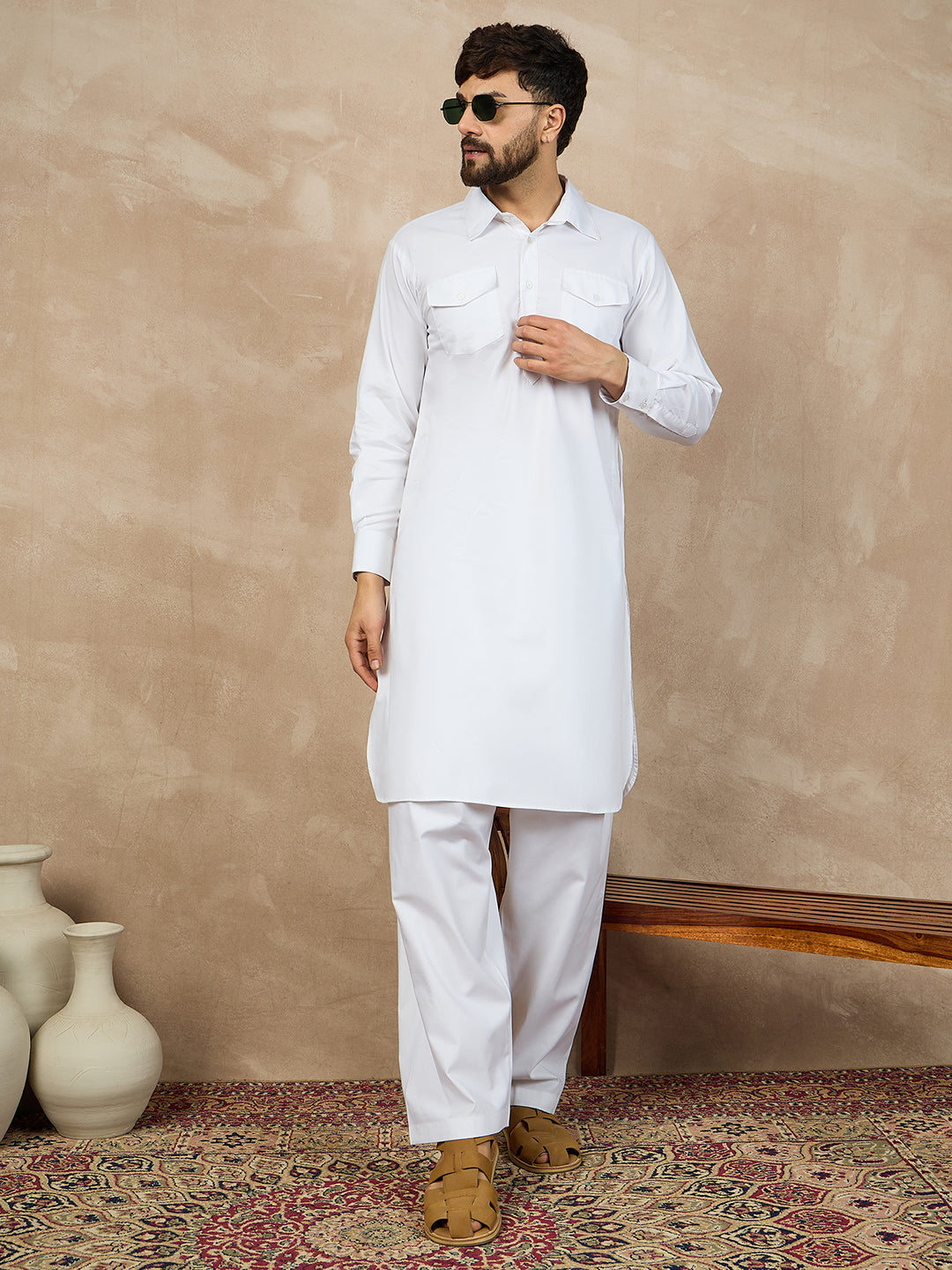 Nabia Pathani Kurta Pajama Set For Men