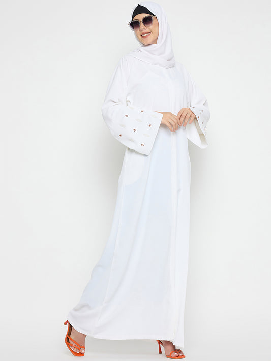 Handwork White Luxury Abaya Burqa with Black Hijab