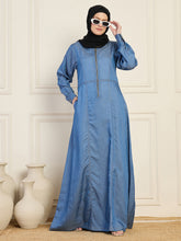 Nabia Denim Abaya With Black Georgette Hijab