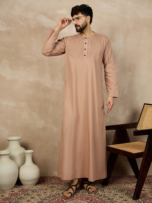 Beige Cotton Jubba/Thobe For Men