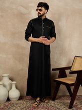 Nabia Black Mandarin Collar Men's Jubba/Thobe