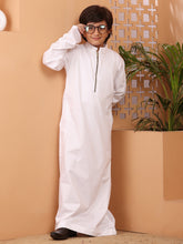 Nabia White Solid Thobe/Jubba for Kids Boys