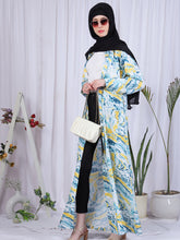 Multi-Color Front Open Abaya with Black Georgette Scarf