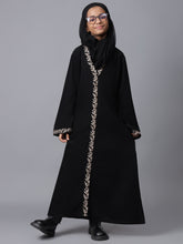 Embroidery Detailing Black Abaya for Kids Girls