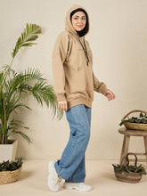 Women's Modest Beige Fleece Deen Over Dunya Winter Hoodie