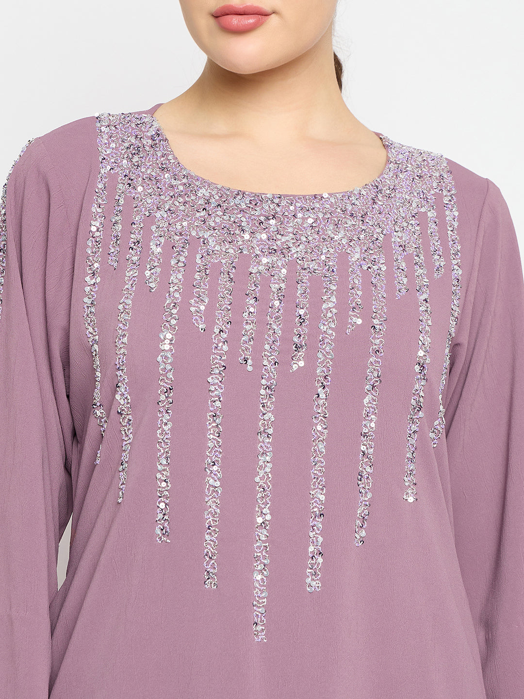 Nabia Pink Crush Nida Luxury Abaya with Hand Work Detailing