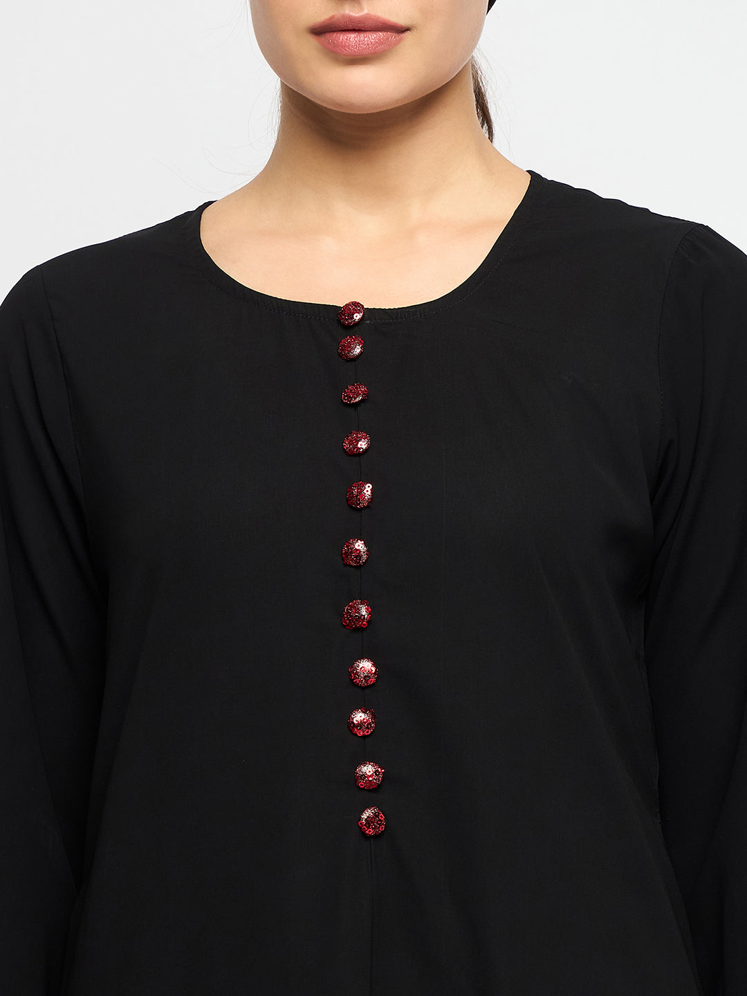 Nabia Embroidery Black Abaya Burqa with Black Hijab