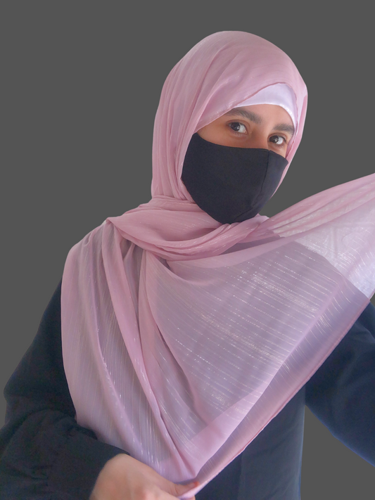 Nabia Baby Pink Chiffon Metallic Shimmer Hijab