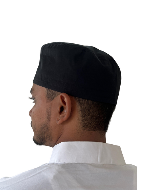 Men's Black Cotton Kufi Cap