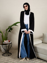 Black Front Open Embroidered Abaya for women with hijab