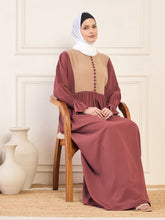 Nabia Two Color Abaya with White Georgette Hijab