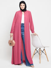 Nabia Pink Front Open Abaya/Burqa with Georgette Scarf