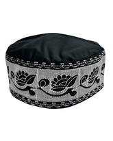 Black Cotton Embroidered Prayer Kufi Cap