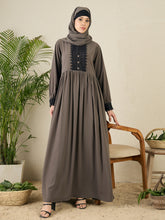 Nabia Grey Lace Work Women Abaya with matching hijab