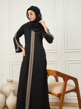 Nabia Black and Grey Aline Abaya with Black Georgette Hijab