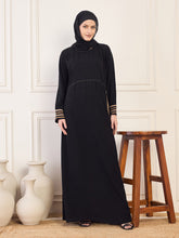 Nabia Black Aline Abaya for Women With Black Georgette Hijab