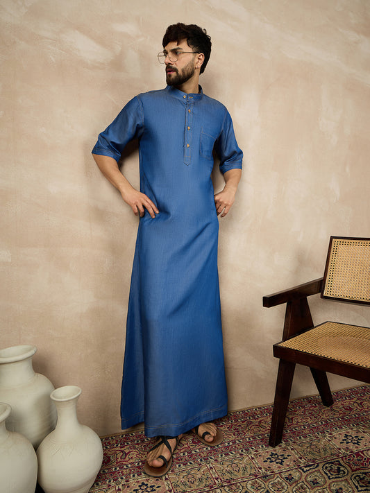 Nabia Half Sleeves Blue Denim Jubba/Thobe