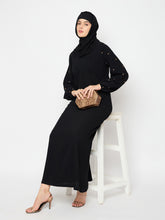 Nabia Crush Solid Luxury Abaya with Black Hijab