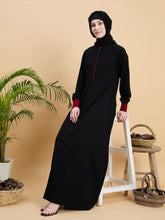 Black Zip Abaya Burqa with Black Georgette Hijab