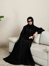 Elegant Black Embroidered Abaya for women with black hijab